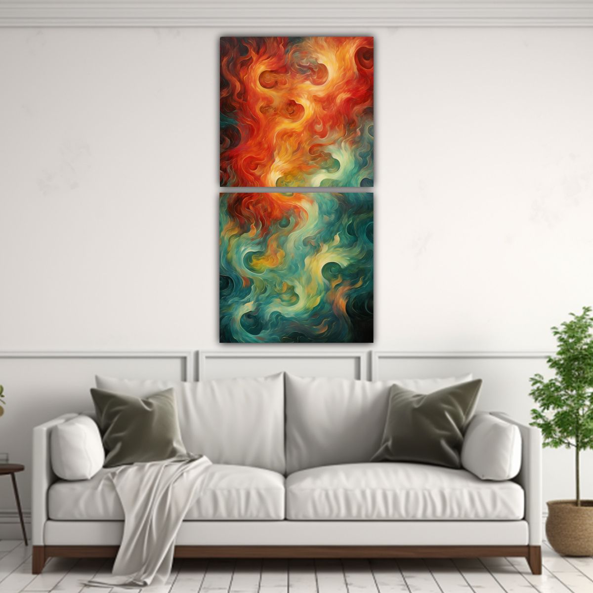 GENERICO - Diptico Abstracto Girando Inspirado En La Danza 20x40 Cm