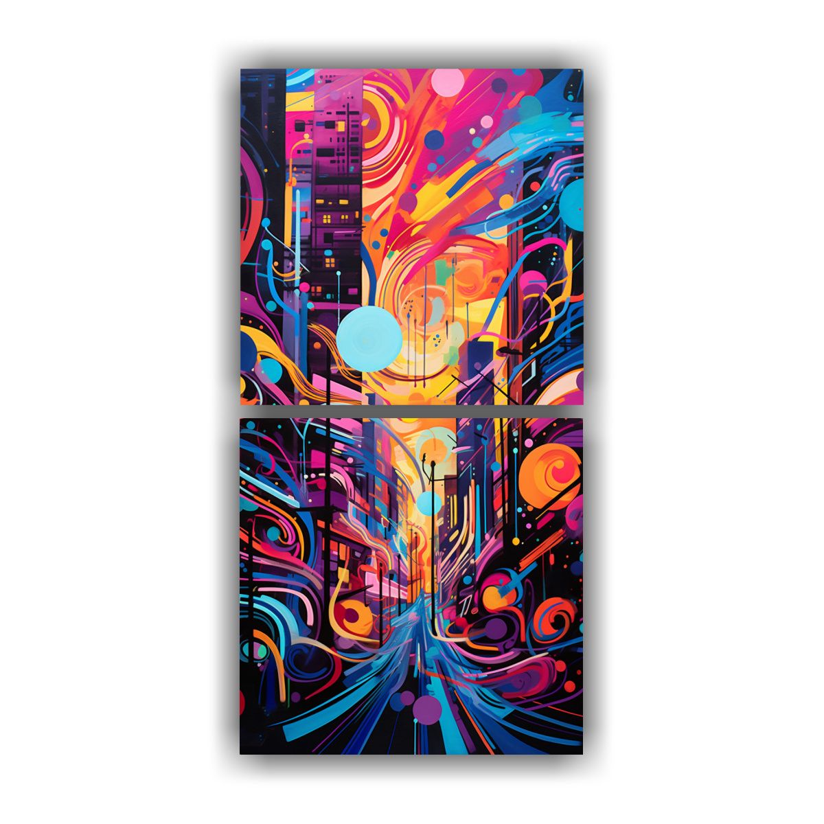 GENERICO - Dos Lienzos Forma Clasico Patrones Abstractos 20x40 Cm