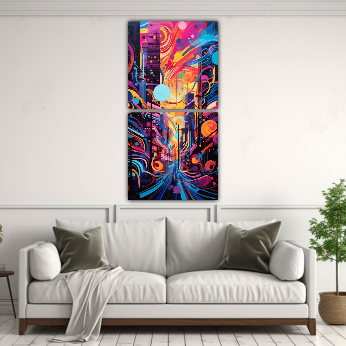 GENERICO - Dos Lienzos Forma Clasico Patrones Abstractos 20x40 Cm