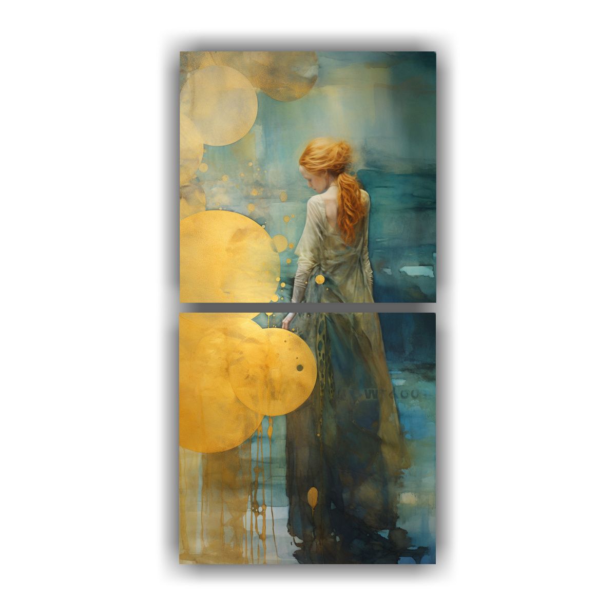 GENERICO - Artes Acuarela Surrealista Pintura Set 2 Con 20x40 Cm
