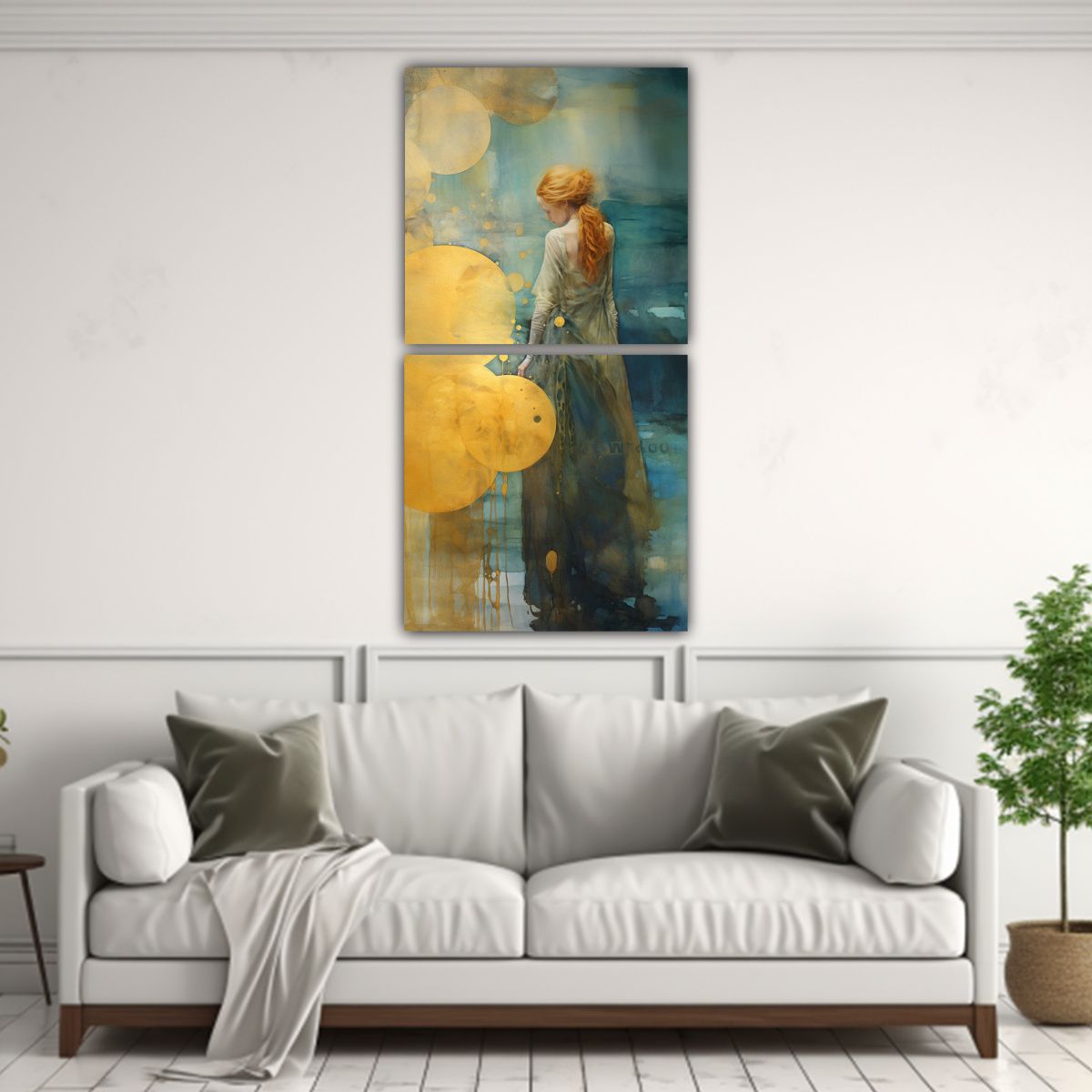 GENERICO - Artes Acuarela Surrealista Pintura Set 2 Con 20x40 Cm