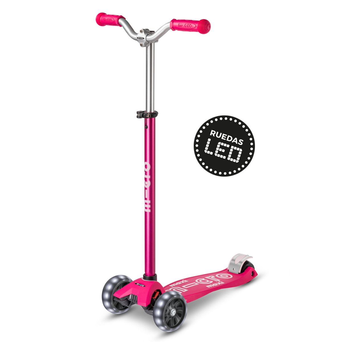 MICRO - Scooter Micro Maxi Pro LED Rosado, Niños 5 a 12 años