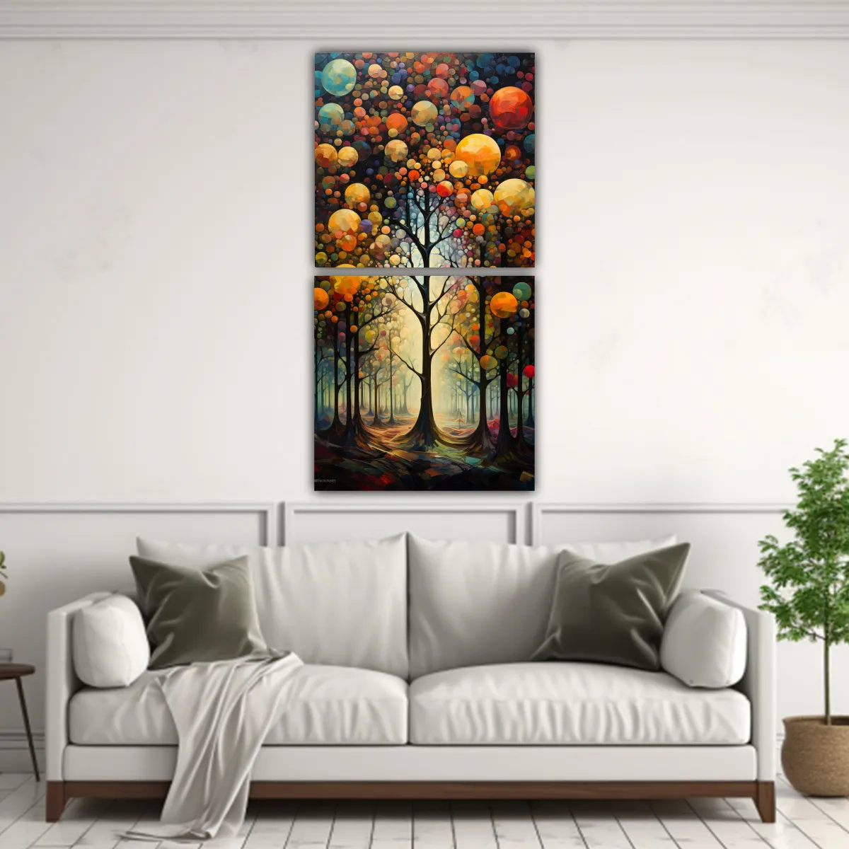GENERICO - Conjunto 2 Lienzos Diseño Detalle árboles 50x100 Cm