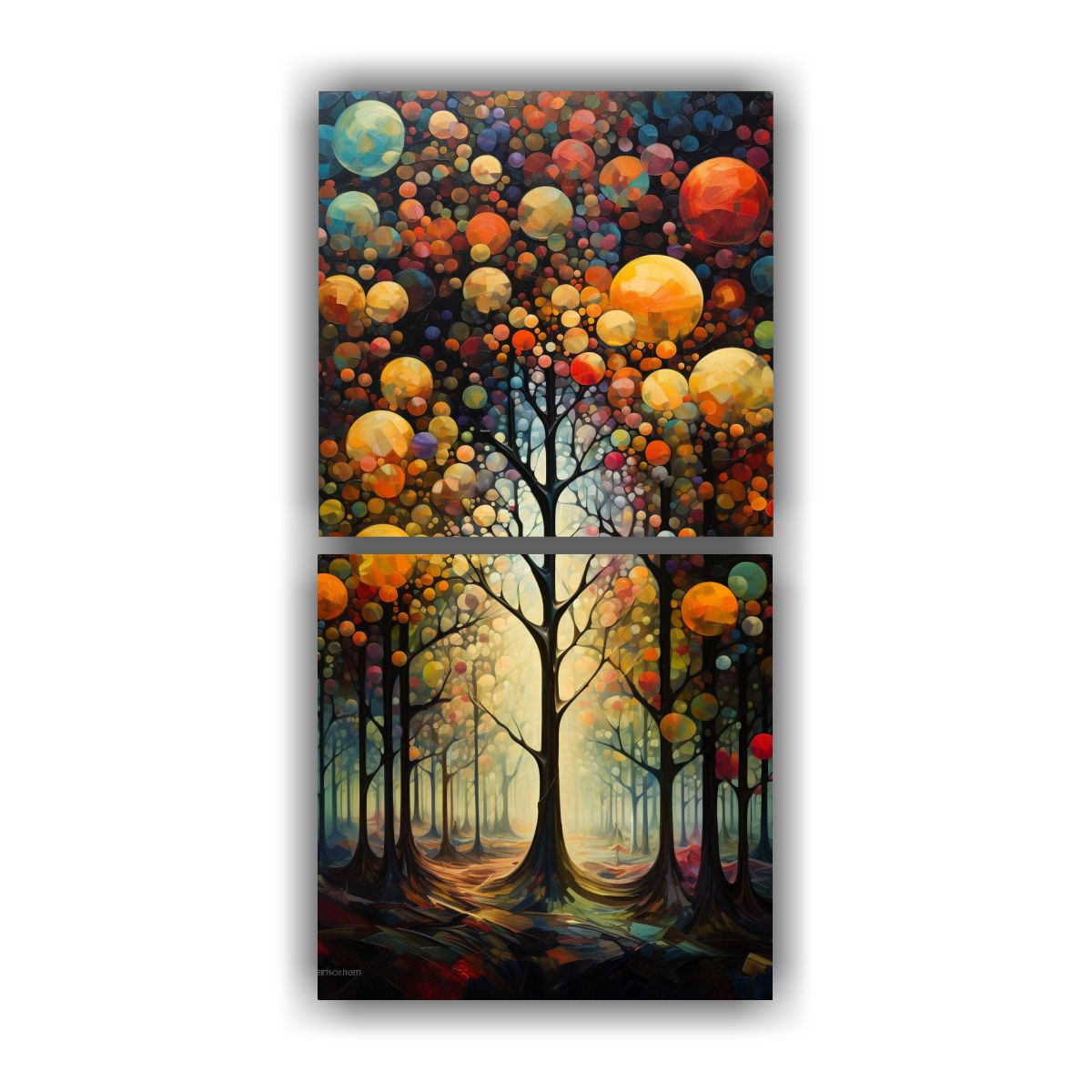 GENERICO - Conjunto 2 Lienzos Diseño Detalle árboles 40x80 Cm