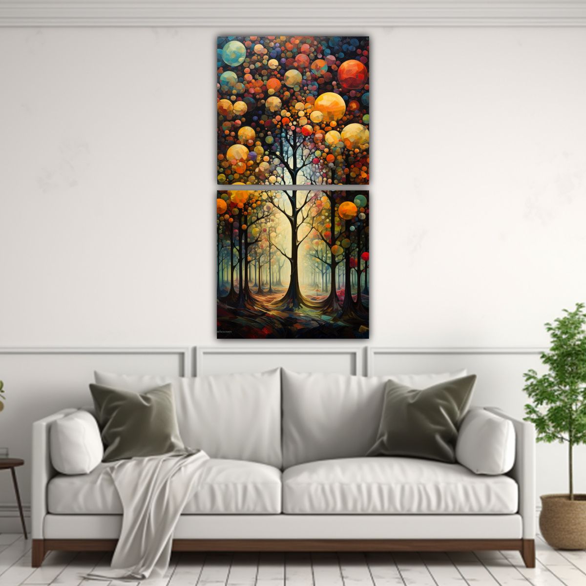 GENERICO - Conjunto 2 Lienzos Diseño Detalle árboles 40x80 Cm