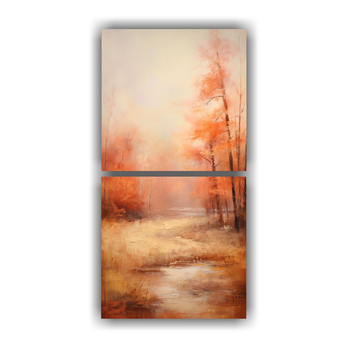 GENERICO - Dos Lienzos Movimiento Clasico Pintura Al óleo Y 30x60 Cm