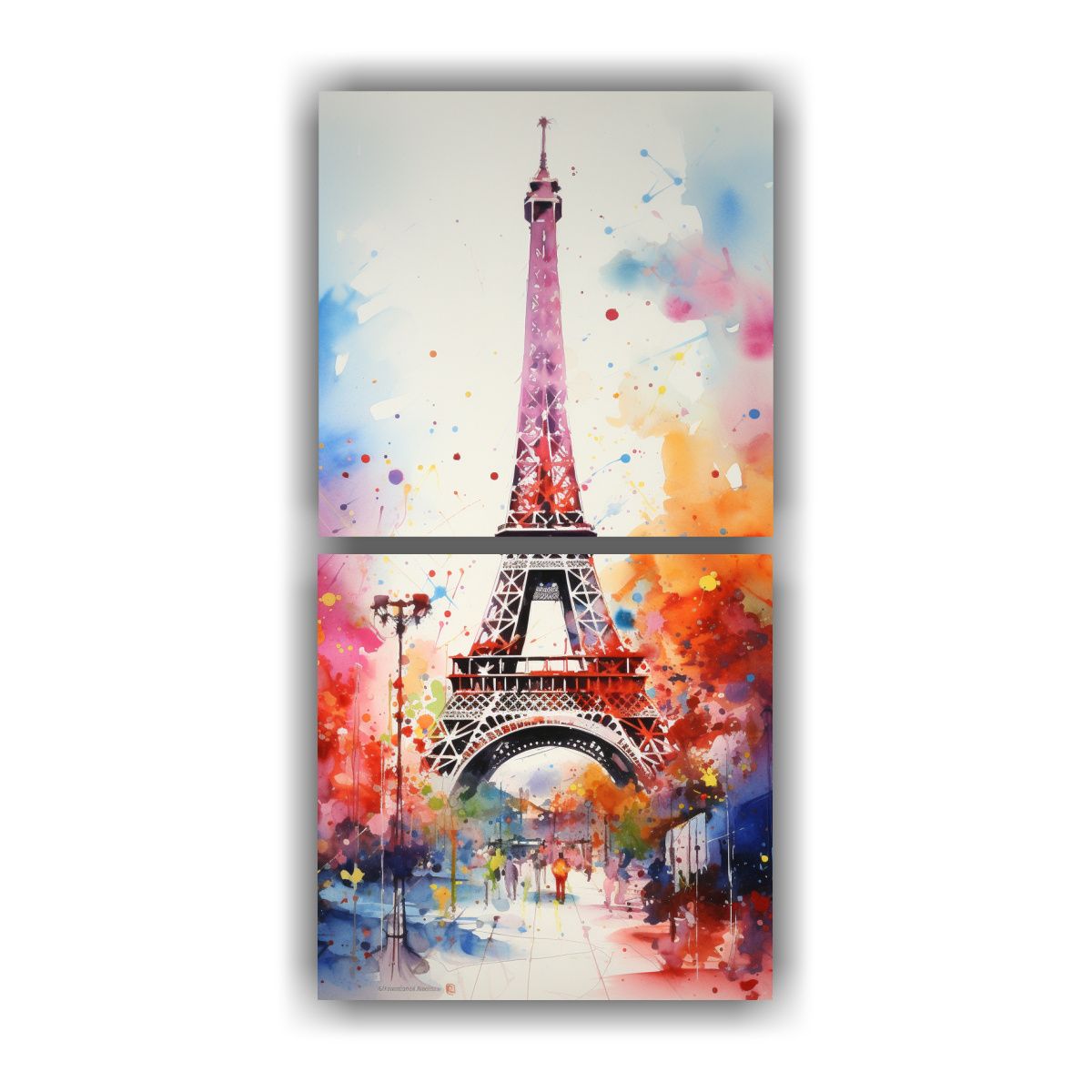 GENERICO - Pintura Acuarela Eiffel Tower Dos Tonos Temática 30x60 Cm