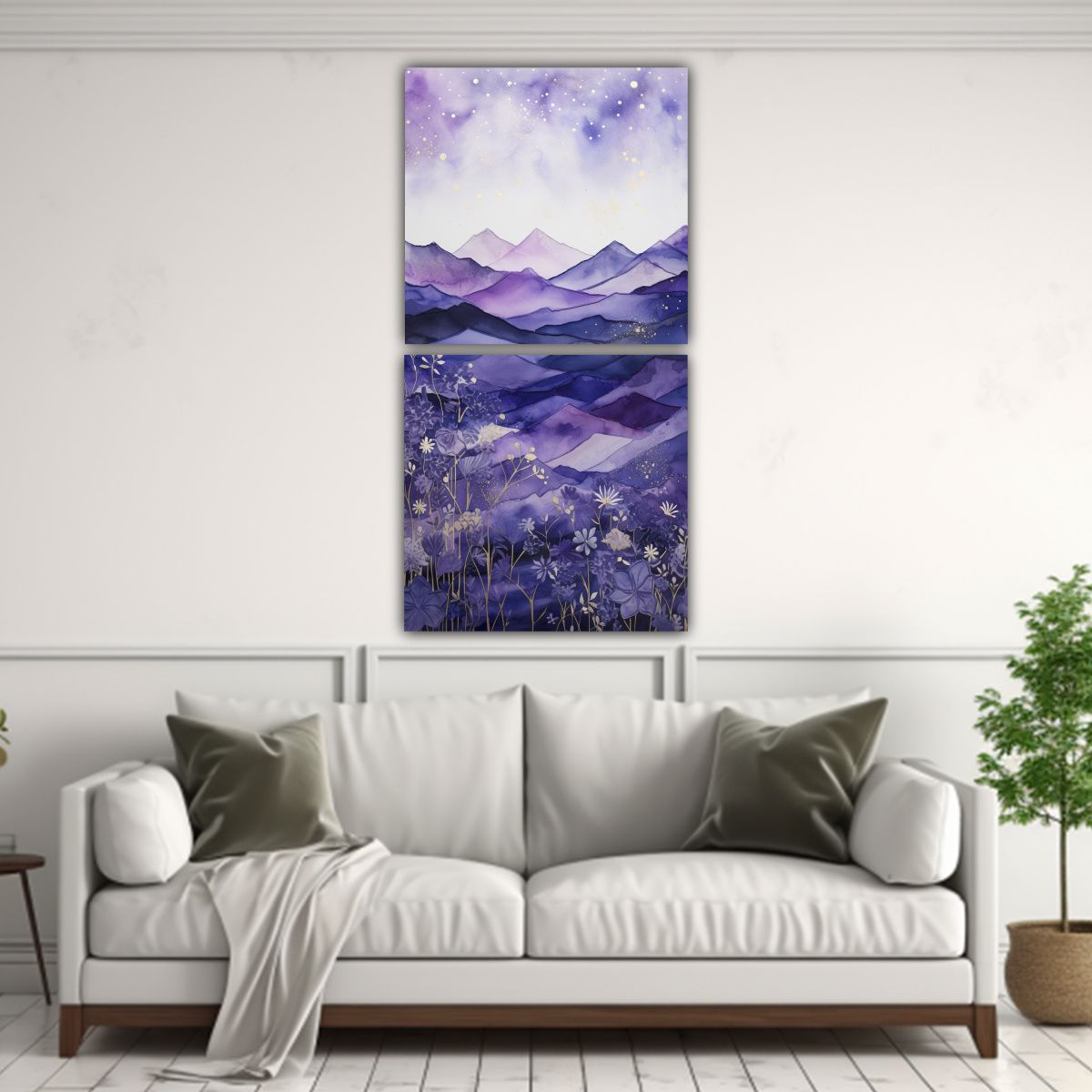 GENERICO - Cuadro Estilo Elegante Con Paisaje Montañoso 50x100 Cm
