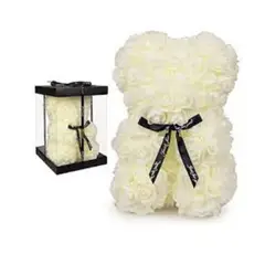 MOVI - Oso de Rosas Blanco Regalo Decorativo Elegante y Duradero
