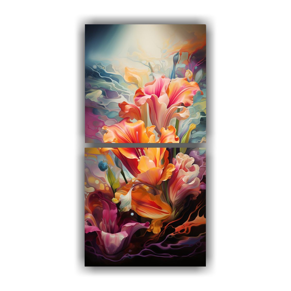 GENERICO - Cuadros Flores Abstractas De Ensueño 20x40 Cm