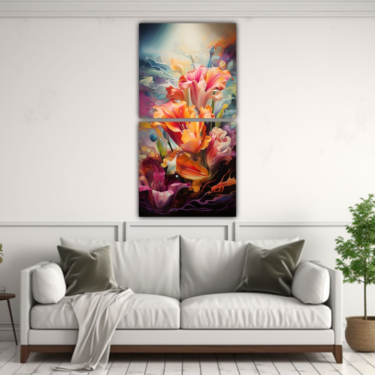 GENERICO - Cuadros Flores Abstractas De Ensueño 20x40 Cm