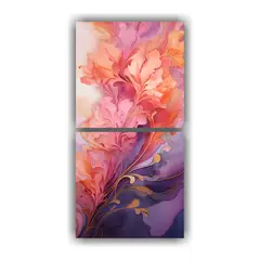 GENERICO - Set 2 Telas En Bastidor Tonos Floral Una Pintura 20x40 Cm