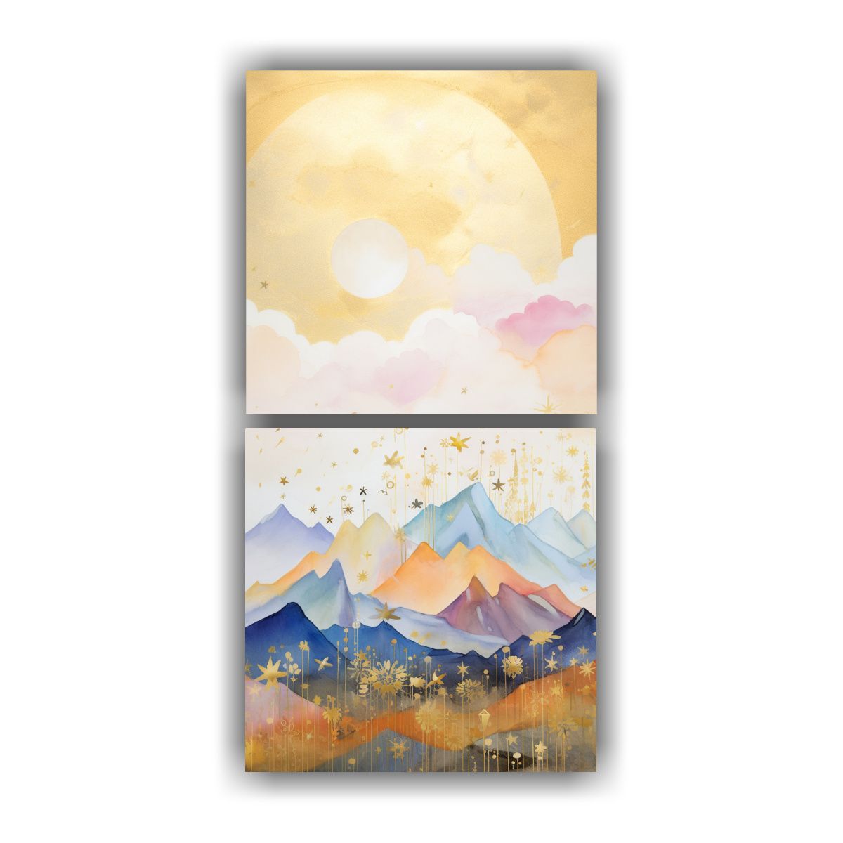 GENERICO - Cuadro Minimalista Inspiración Montañas Con 30x60 Cm