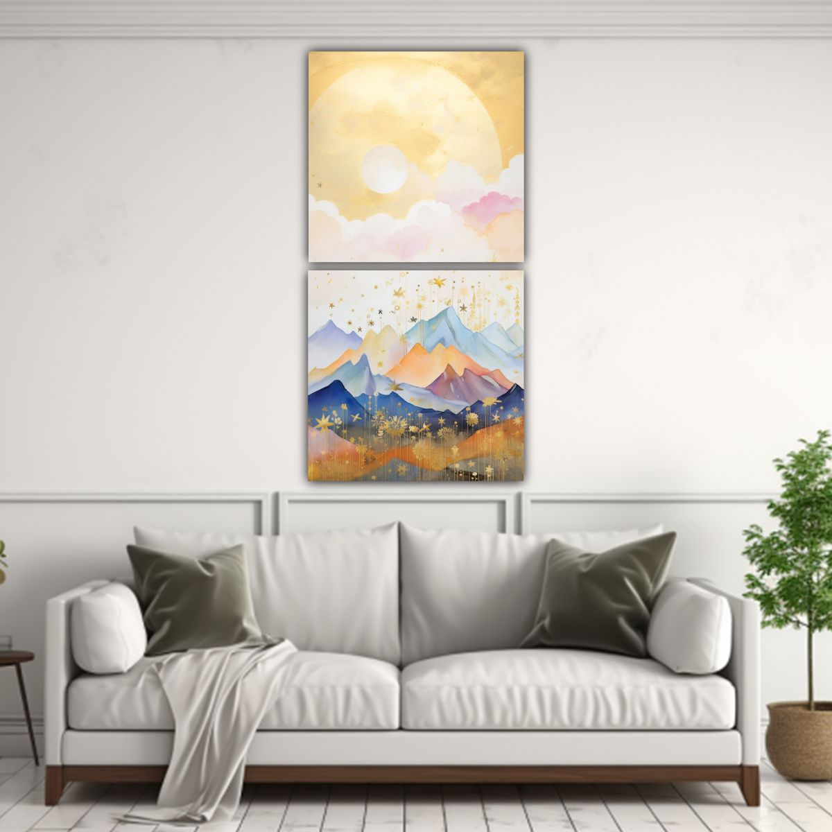 GENERICO - Cuadro Minimalista Inspiración Montañas Con 30x60 Cm