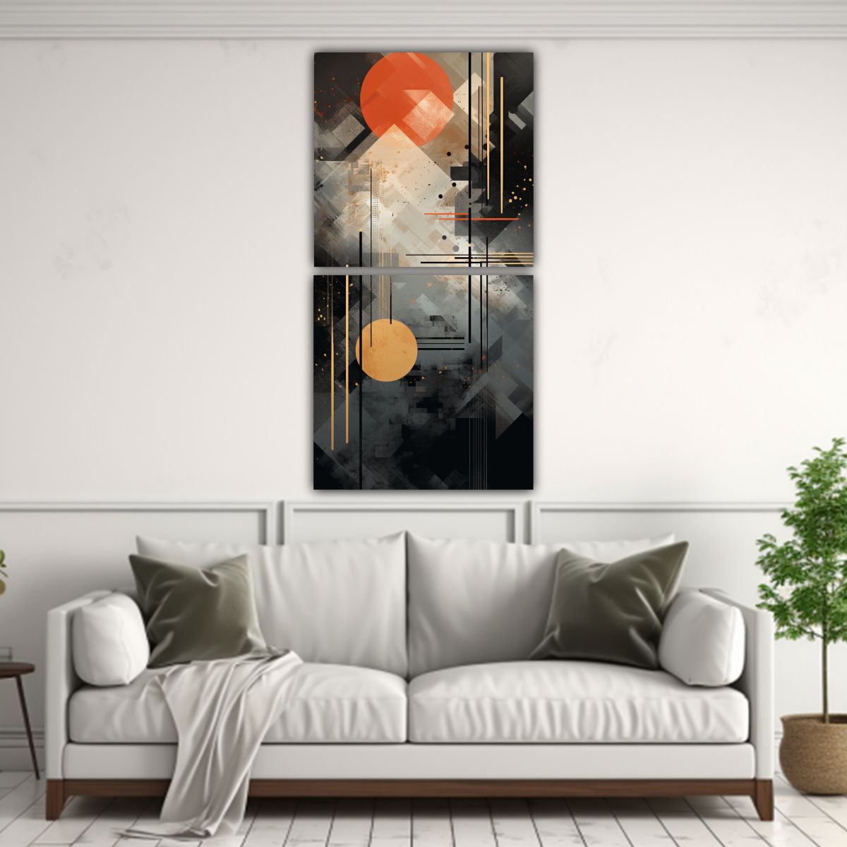 GENERICO - Set 2 Canvas Creativa Efecto Visual Abstracto En 20x40 Cm