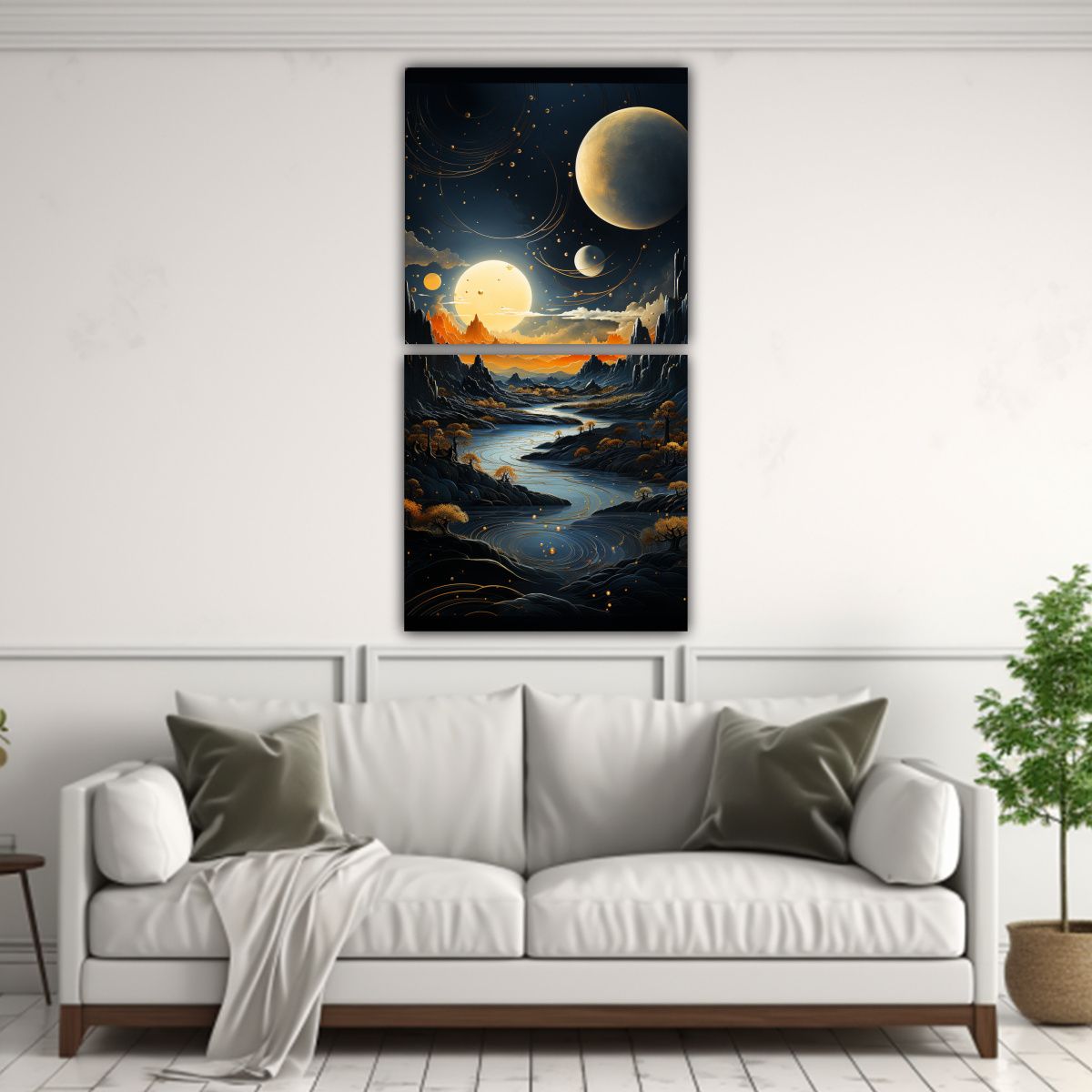 GENERICO - Pinturas De Decoración Con Paisaje De Montaña 20x40 Cm