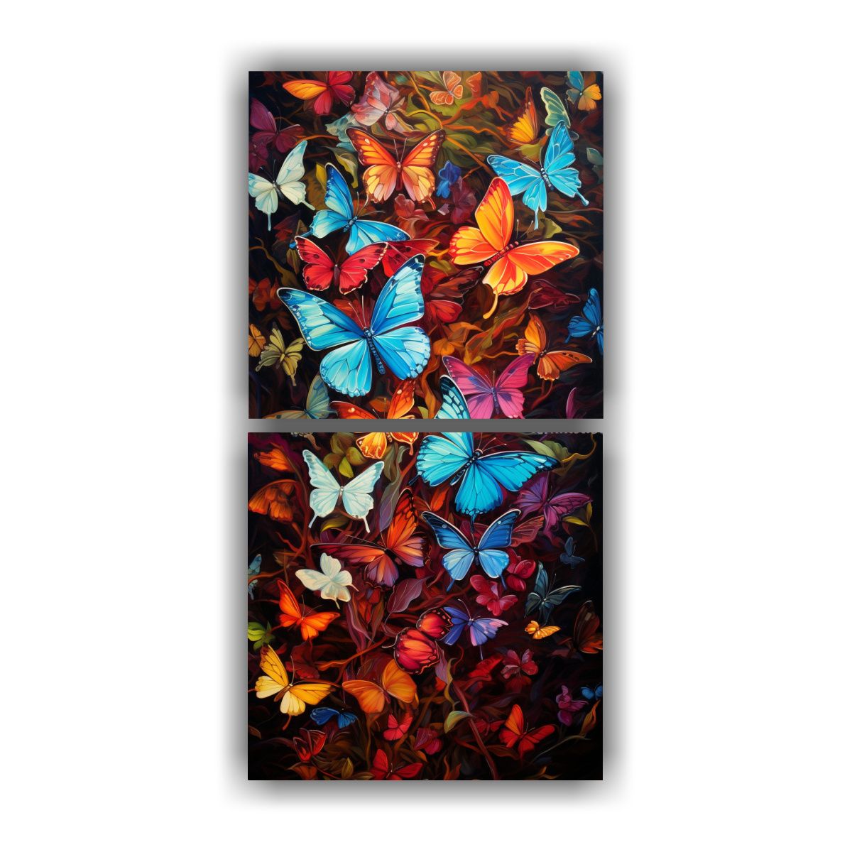 GENERICO - Set 2 Lienzos De Tela Mariposas Abstractas Pintura 40x80 Cm