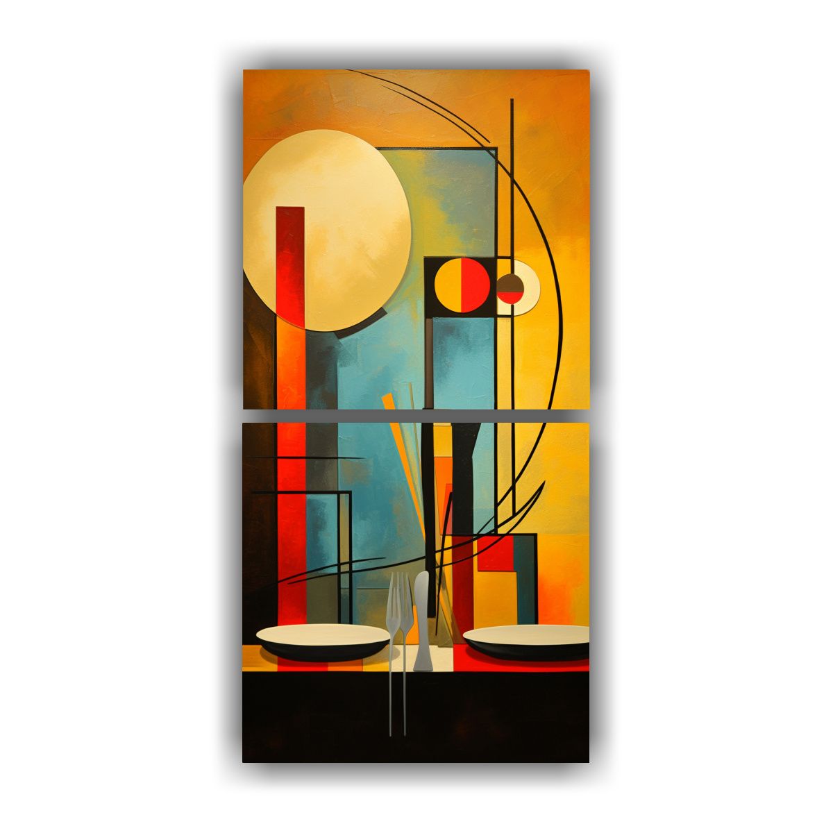 GENERICO - Conjunto Cuadros Abstractos Modernos Para Comedor 20x40 Cm