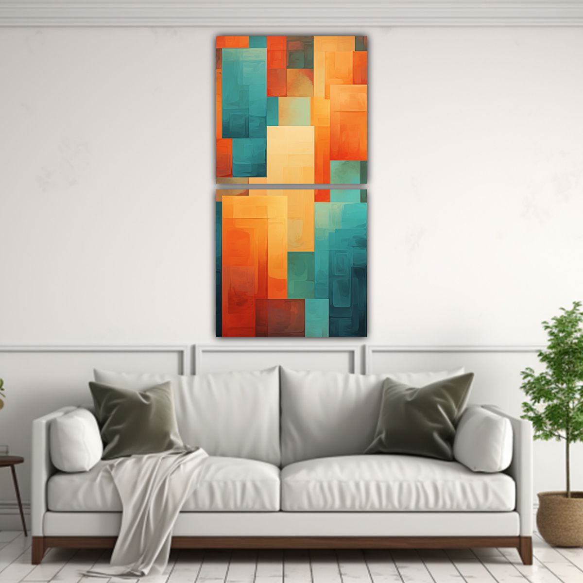 GENERICO - Cuadro Abstracto Con Patrón Continuo De Bordes 40x80 Cm