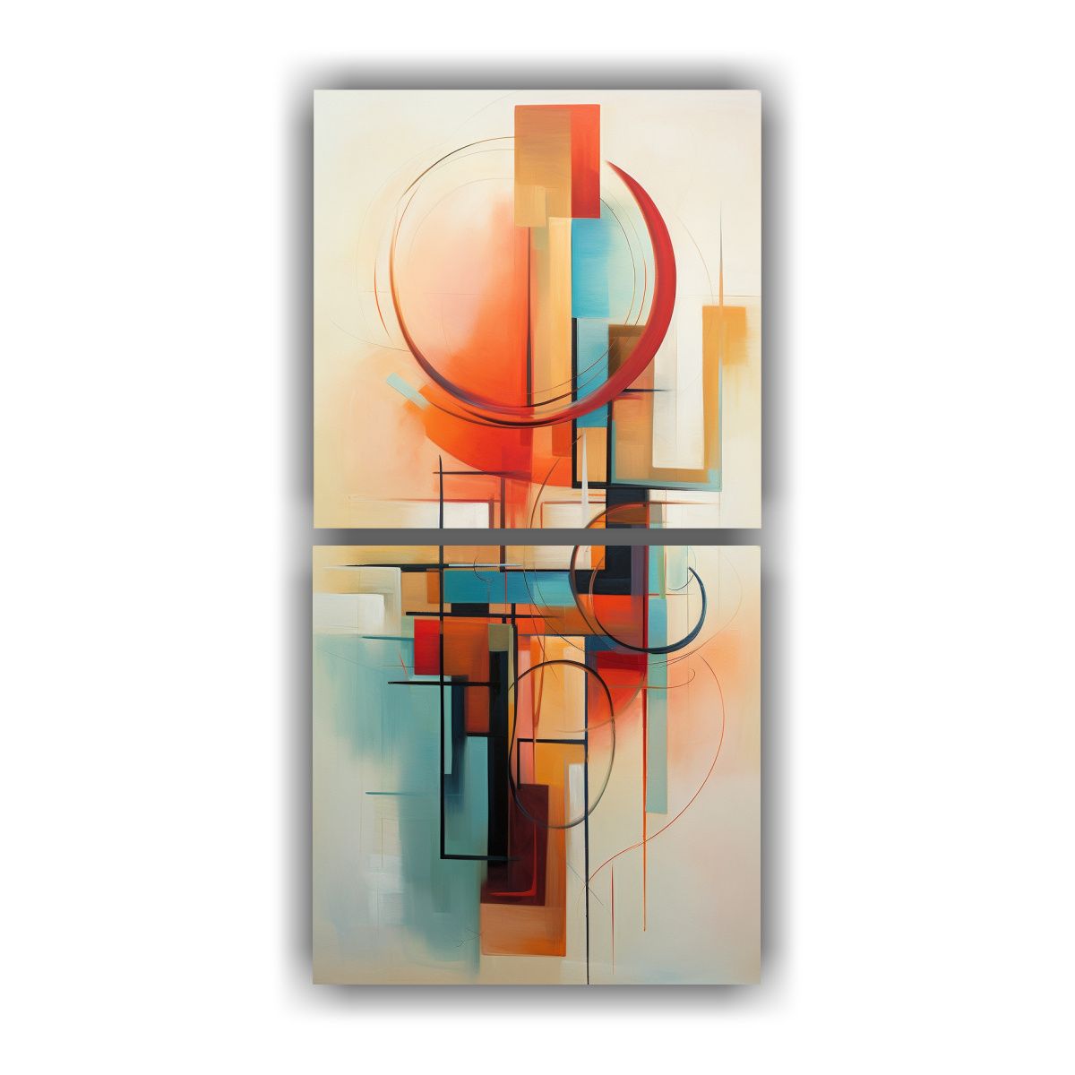 GENERICO - Cuadros Abstractos Mar En Dos Lienzos 40x80 Cm