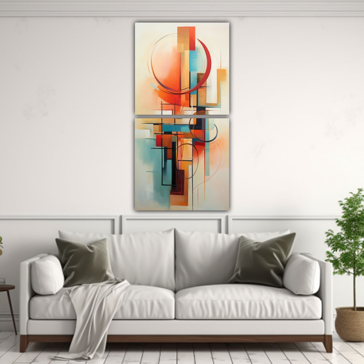 GENERICO - Cuadros Abstractos Mar En Dos Lienzos 40x80 Cm