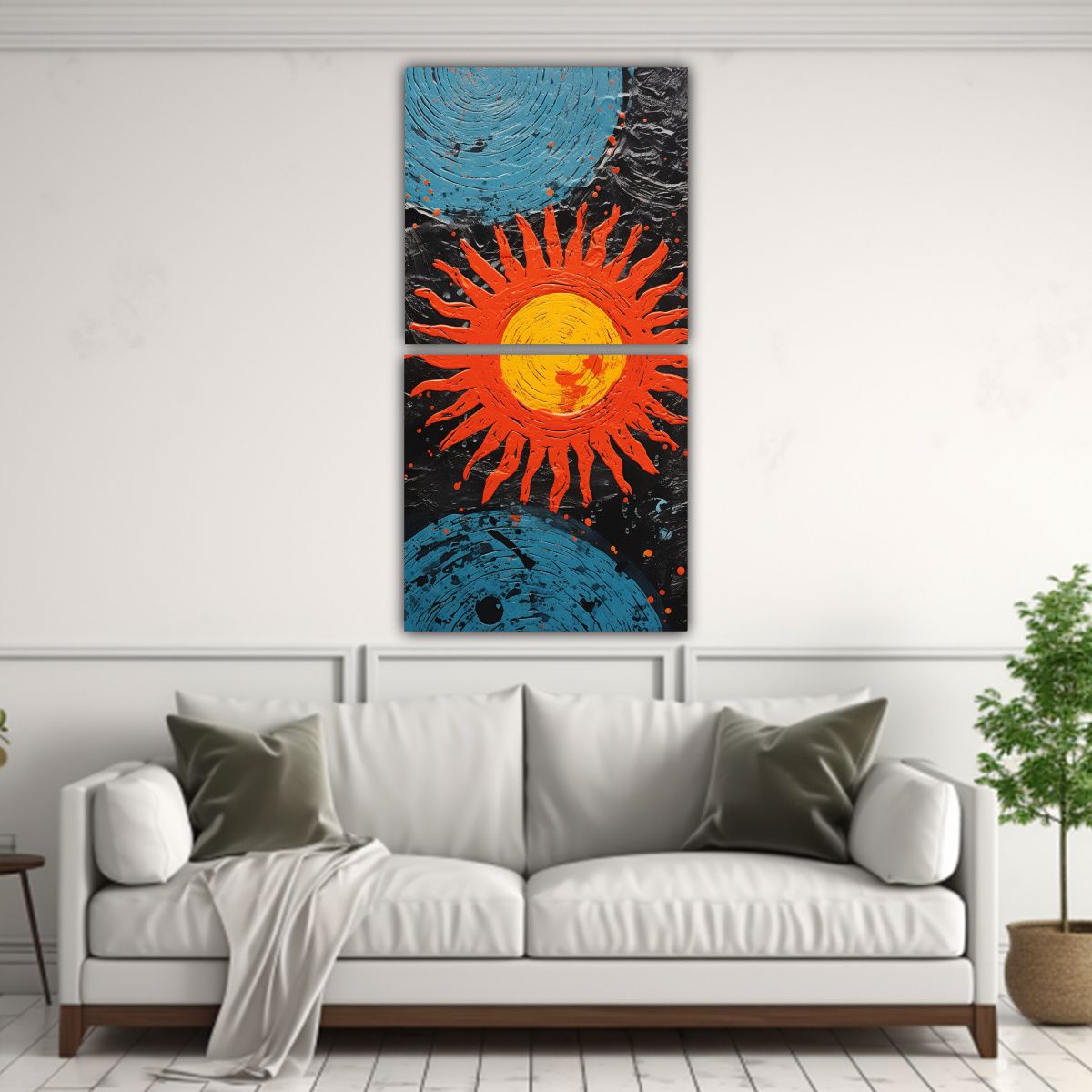 GENERICO - Lienzo Abstracción Arte Gráfico Sol Mosaico 60x120 Cm