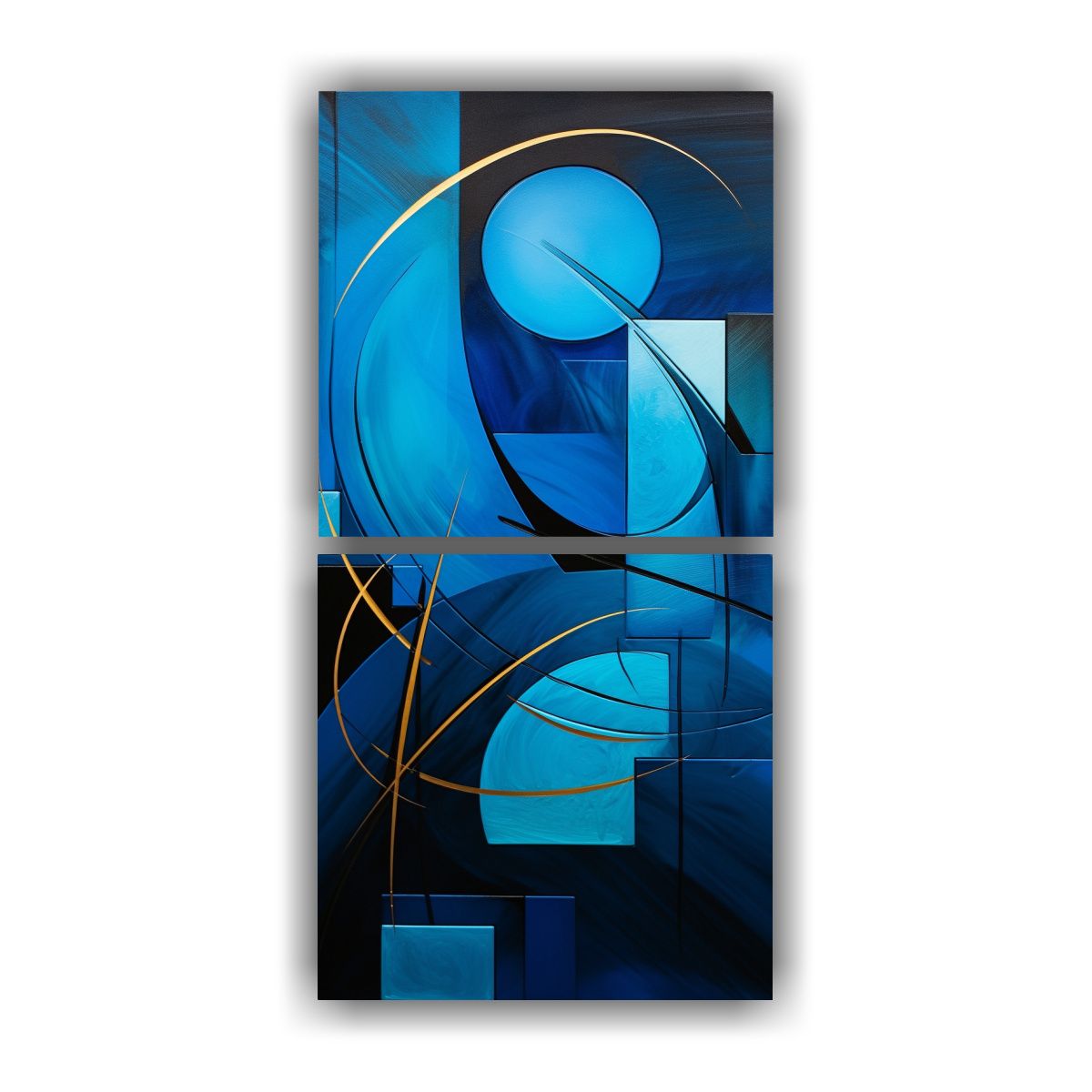 GENERICO - Pintura Abstracta Azul En Lienzo Diptico Patron 20x40 Cm