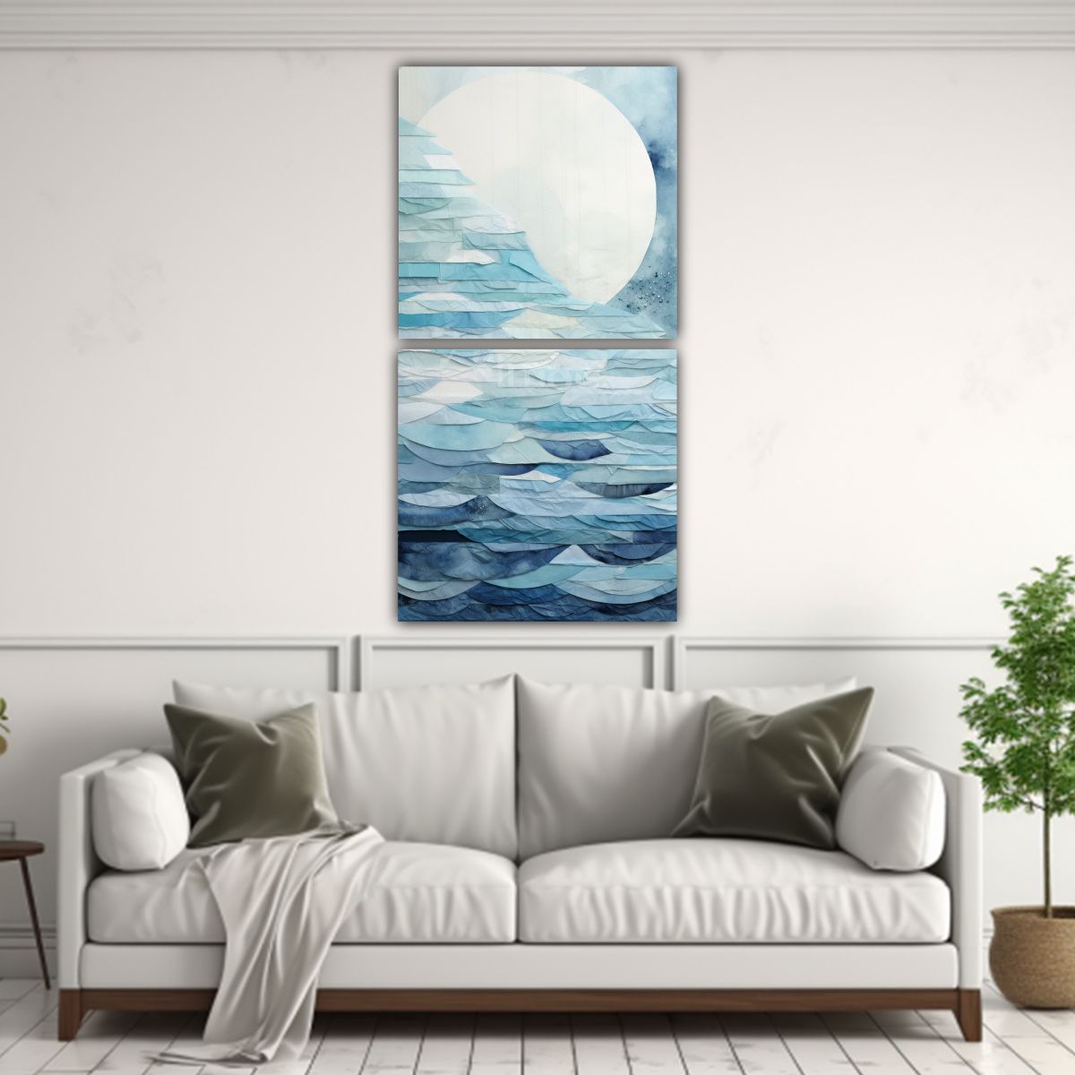 GENERICO - Díptico Tonos Ambiente Abstracto Con Texturas Y 40x80 Cm