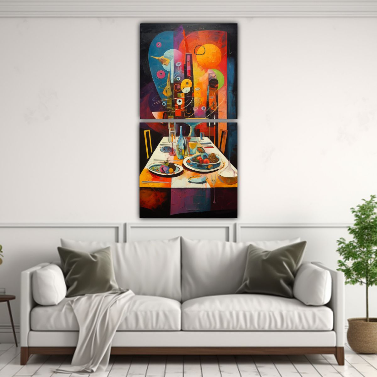 GENERICO - Cuadros Temáticos De La Última Cena Abstracta 40x80 Cm