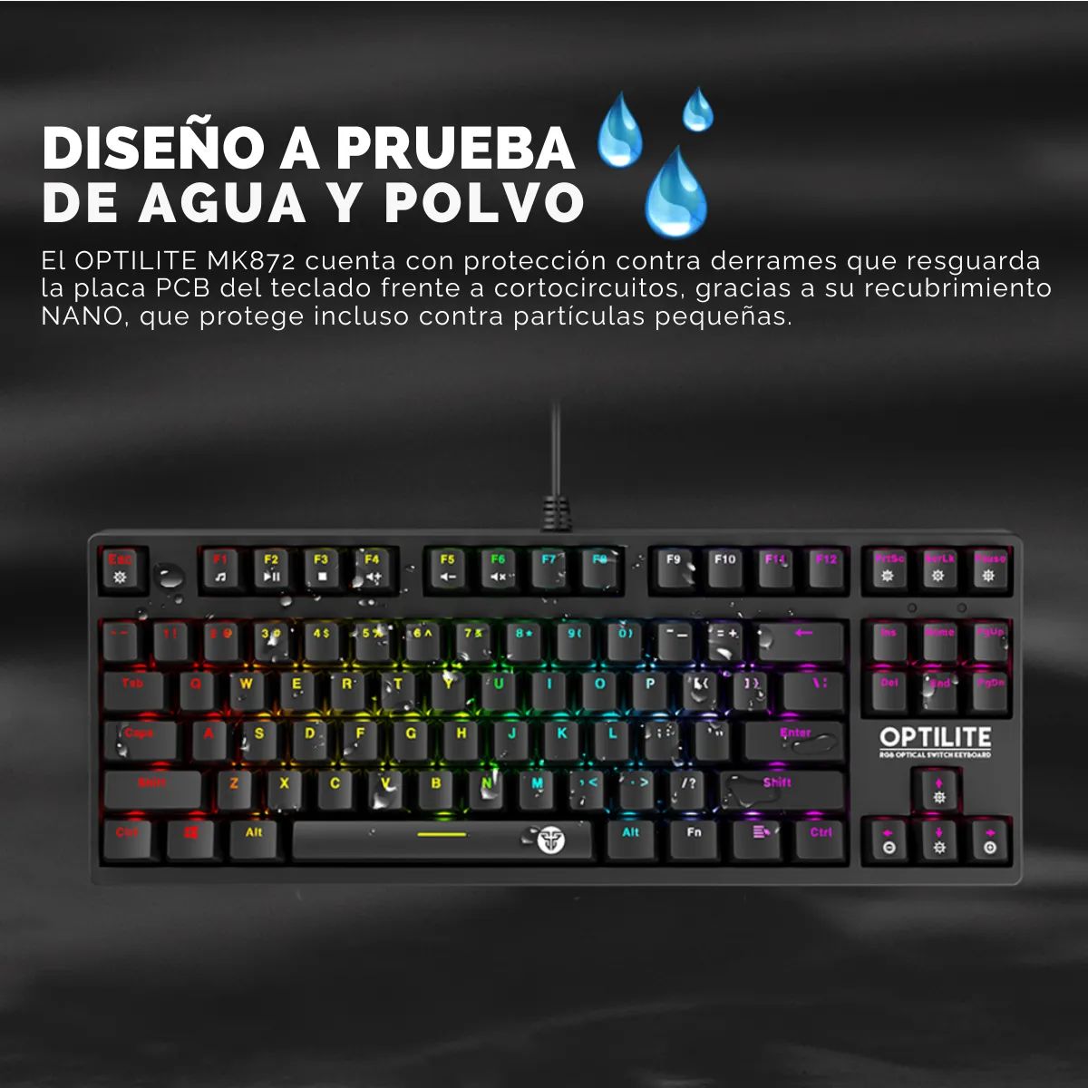 FANTECH - Teclado Gamer Mecánico Fantech Optilite MK872 Black Óptico RGB