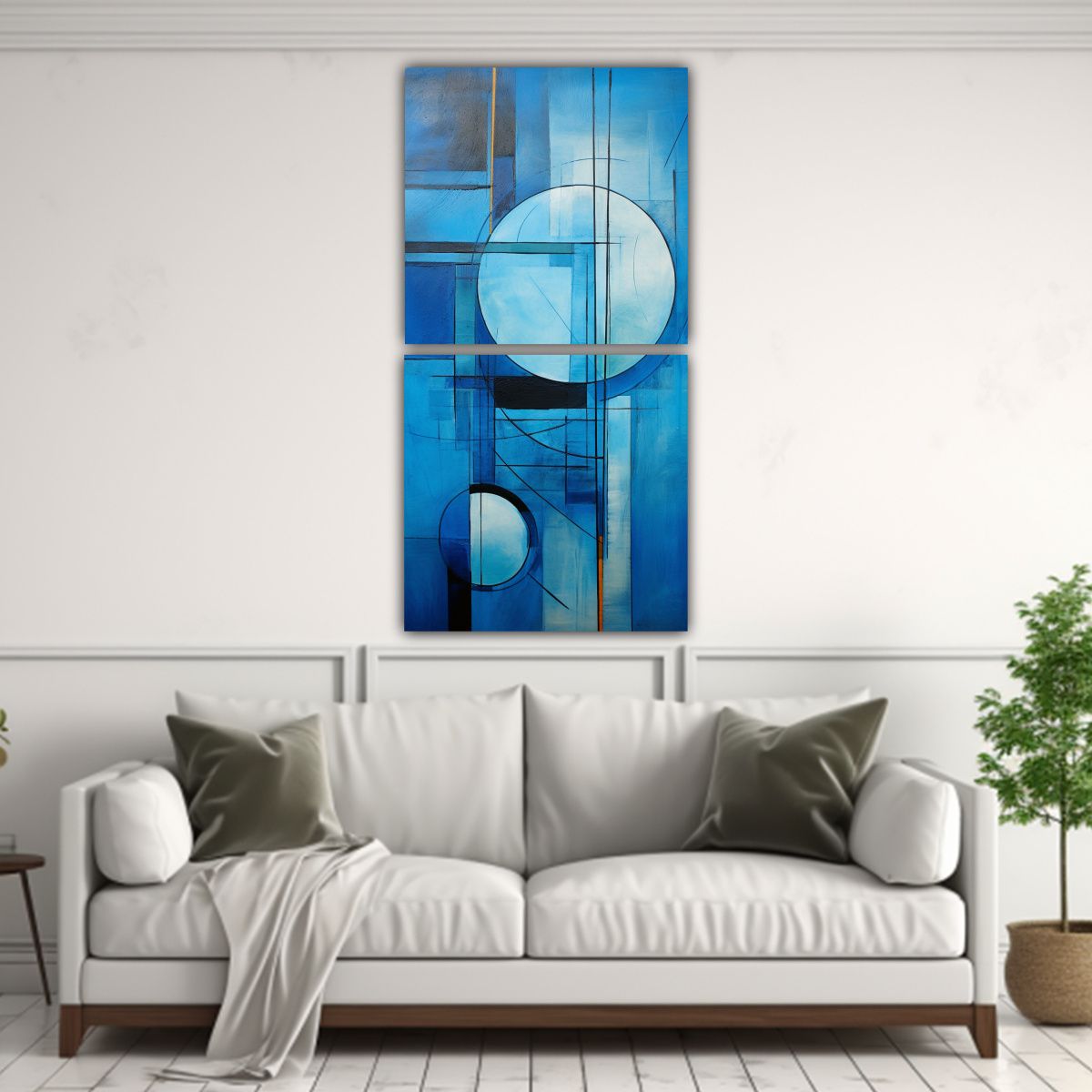 GENERICO - Lienzos Movimiento Esquema Cuadro Abstracto Azul 60x120 Cm