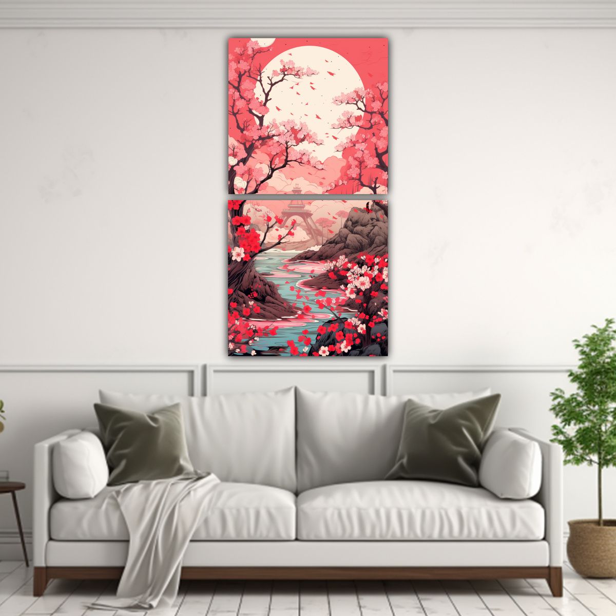 GENERICO - Dos Lienzos De Tela Expresion Belleza Abstracta 60x120 Cm