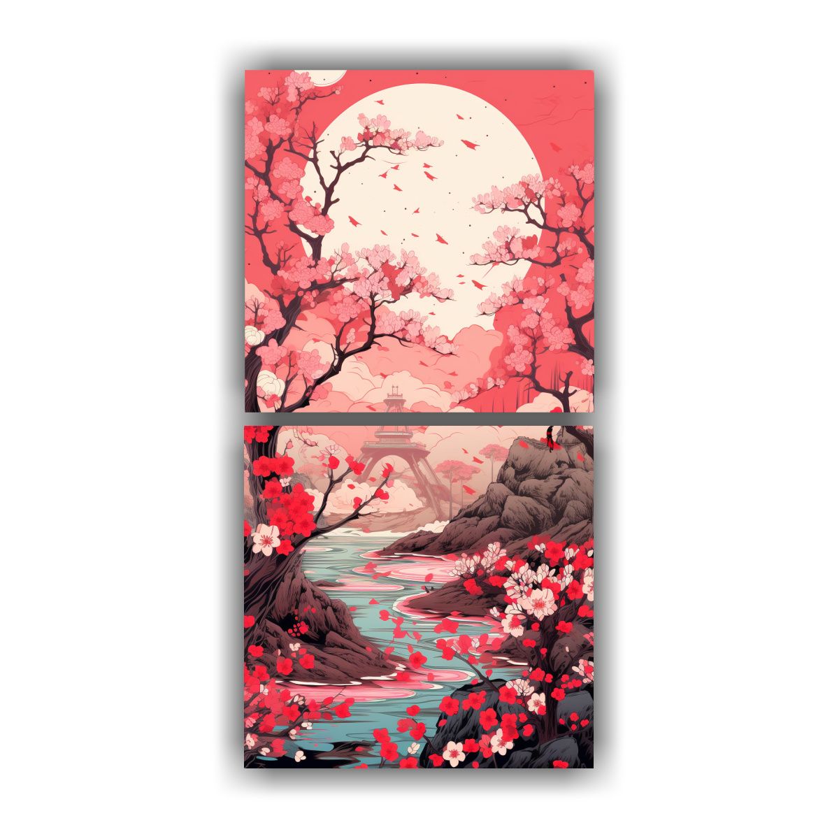 GENERICO - Dos Lienzos De Tela Expresion Belleza Abstracta 20x40 Cm