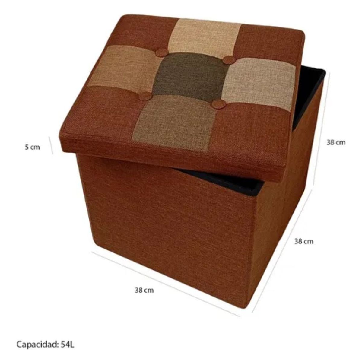 HOMEBRANDT - Puff Baúl Plegable Organizador 38x38 Tela Mix Café