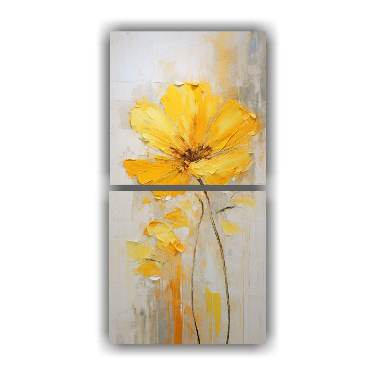 GENERICO - Cuadro Amarillo De Flores En Estilo Decorativo 60x120 Cm
