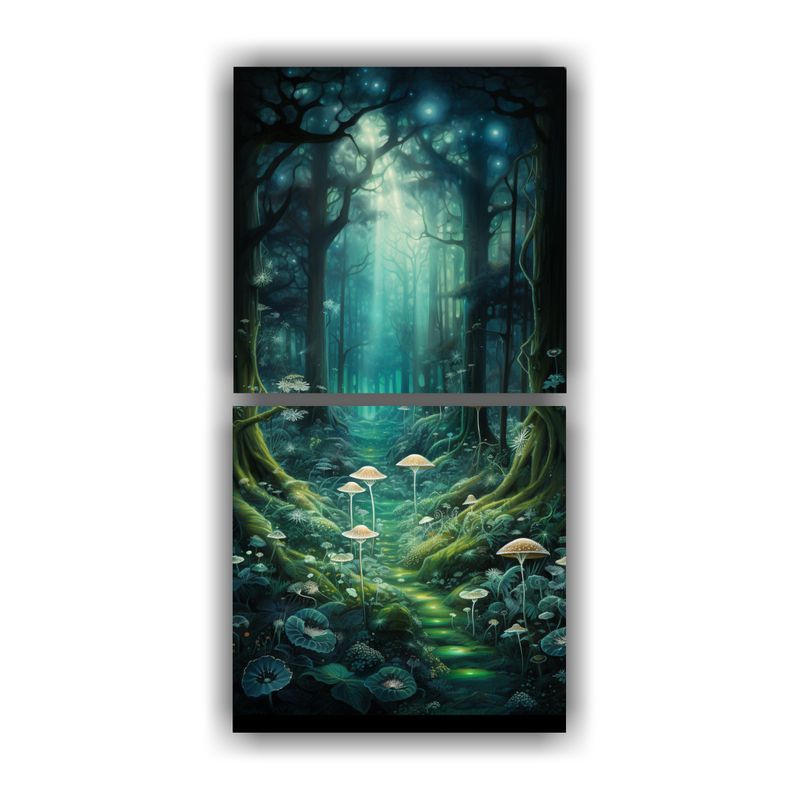 GENERICO - Cuadro Abstracto Moderno De Un Bosque Místico 40x80 Cm