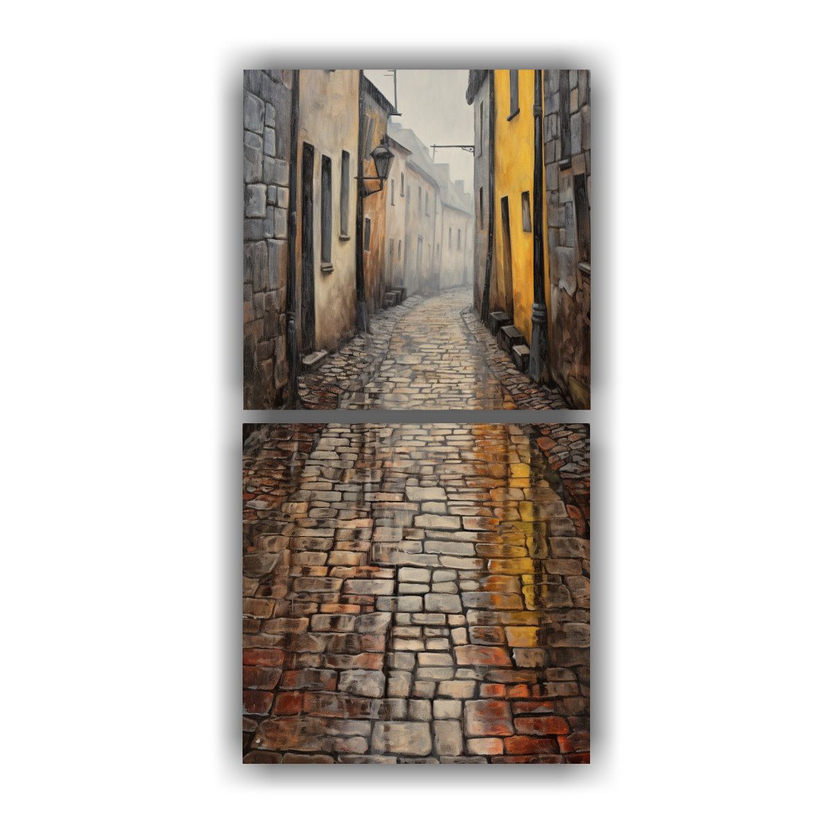 GENERICO - Cuadros Calidos Abstracto De Adoquines Antiguos 50x100 Cm