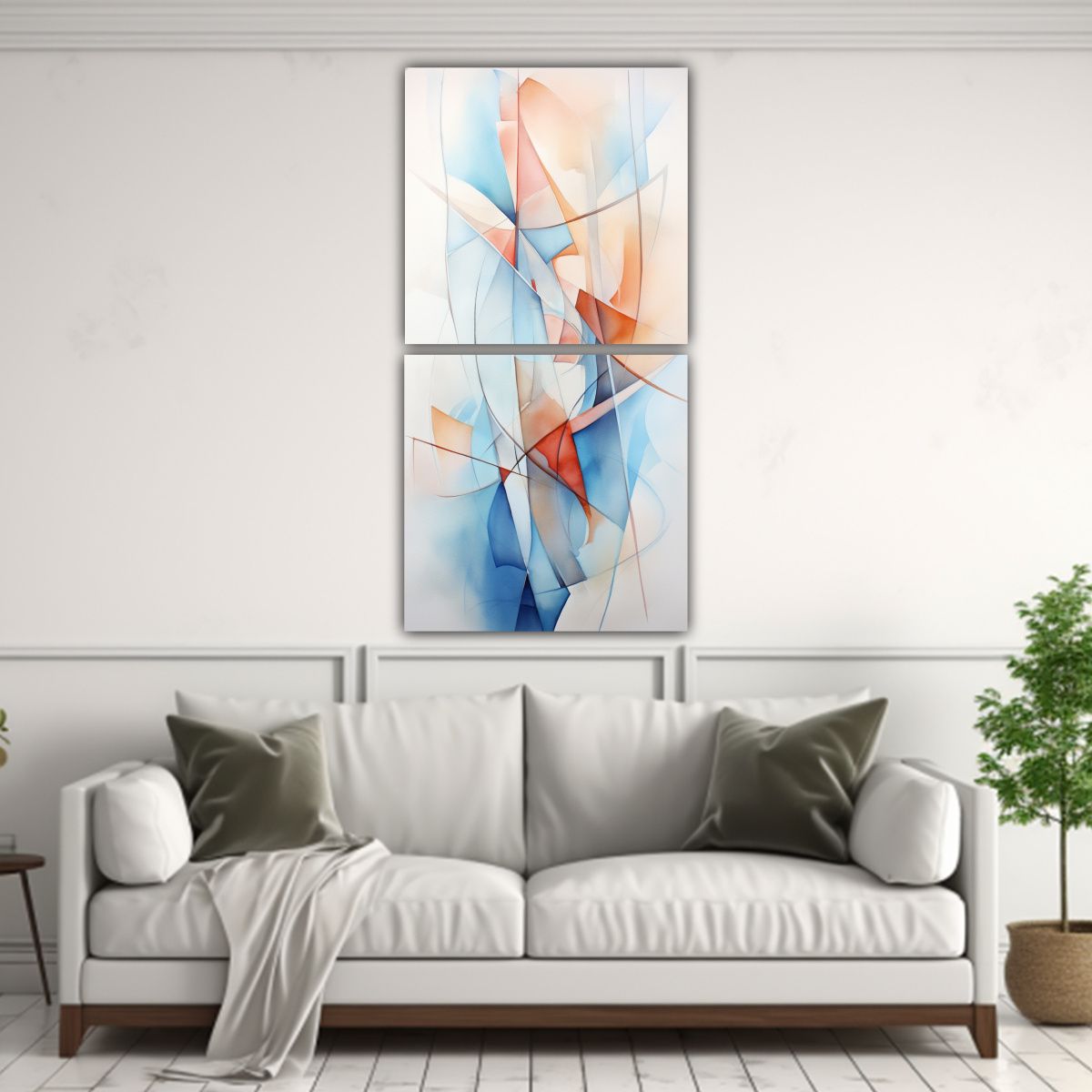 GENERICO - Pintura Decorativa En Lienzo Abstracto Acuarela 40x80 Cm