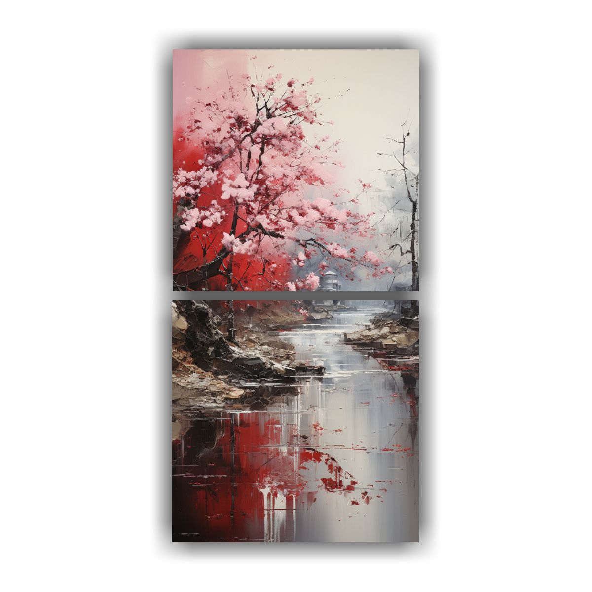 GENERICO - Pintura Abstracta De árboles En Plata Y Blanco 30x60 Cm