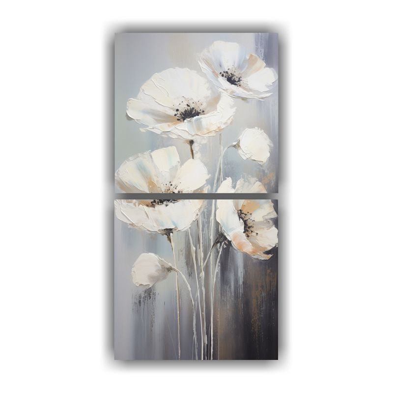 GENERICO - Pintura En Lienzo De Amapolas Blancas Estilo 40x80 Cm
