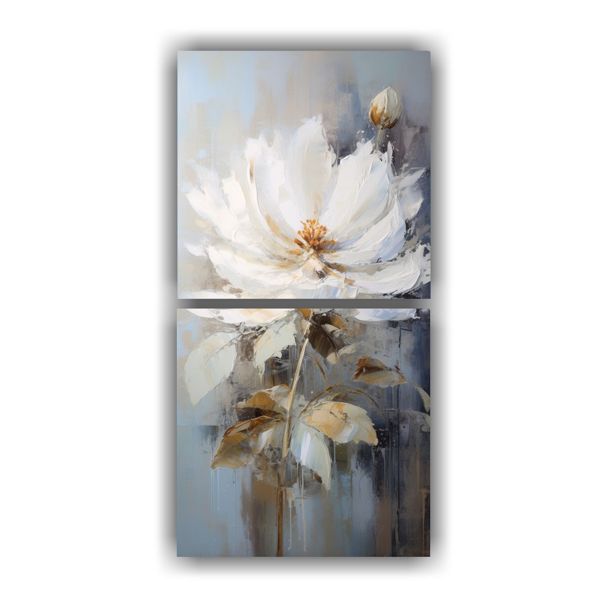 GENERICO - Cuadro Tema Reflejo Pintura De Loto Blanco En 20x40 Cm