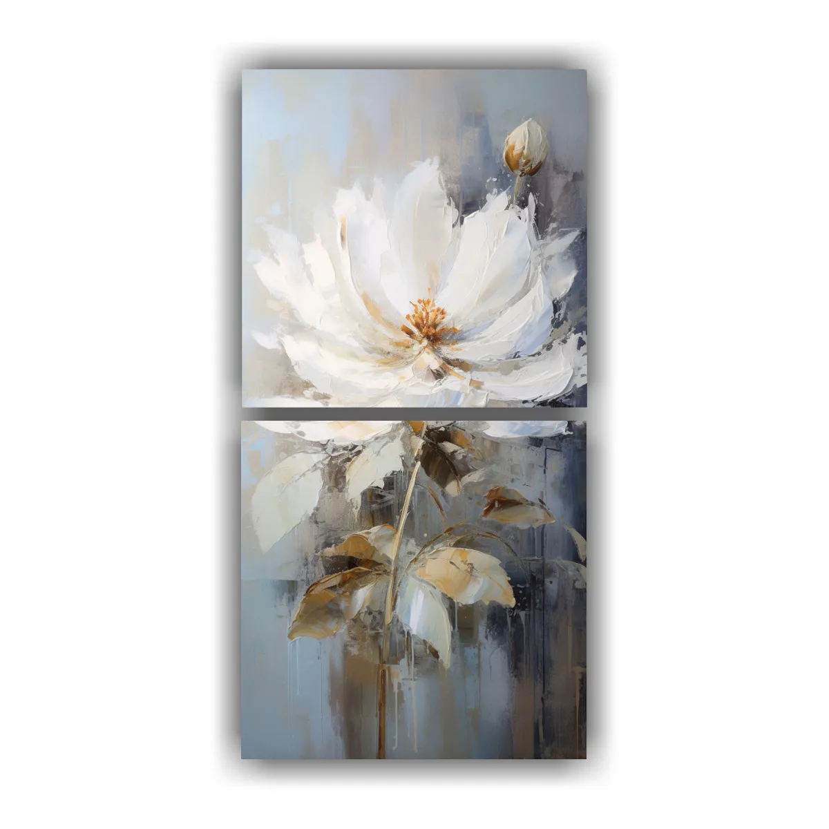 GENERICO - Cuadro Tema Reflejo Pintura De Loto Blanco En 20x40 Cm