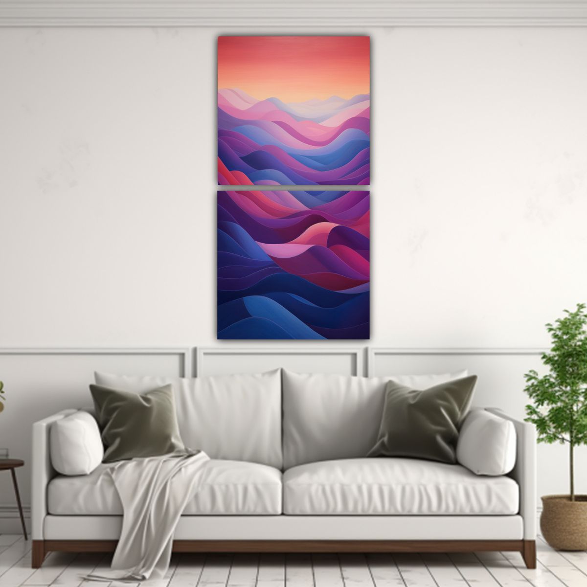 GENERICO - Cuadro Abstracto Montañas Al Crepúsculo 60x120 Cm
