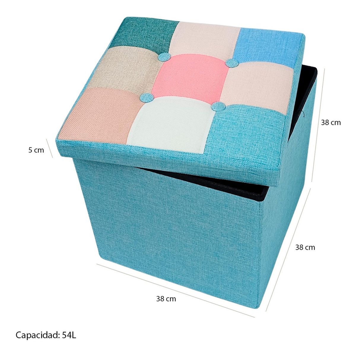 HOMEBRANDT - Puff Baúl Plegable Organizador38x38 Tela Mix Rosado