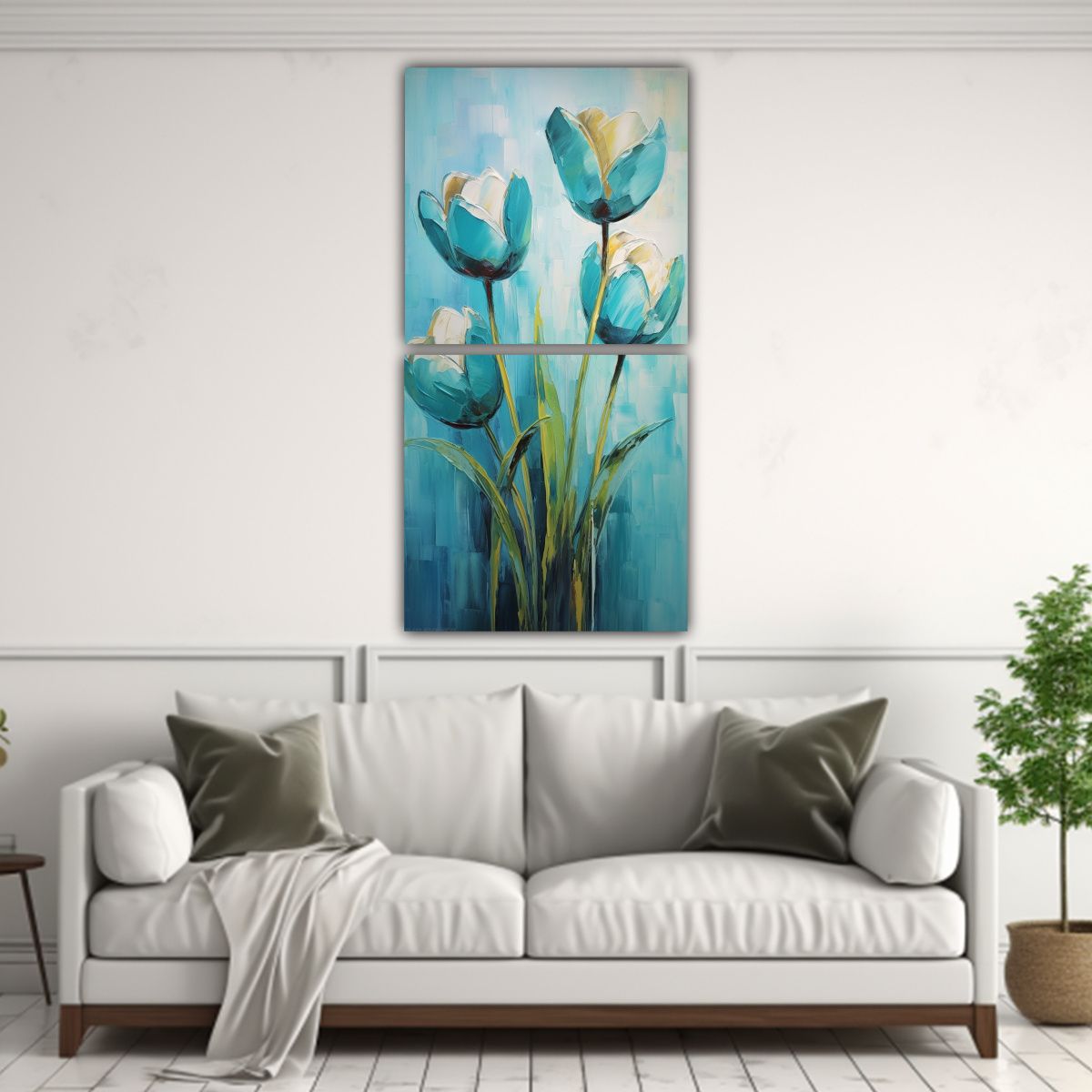 GENERICO - Cuadro Tela Sublimada Enigmático De Tulipanes 40x80 Cm