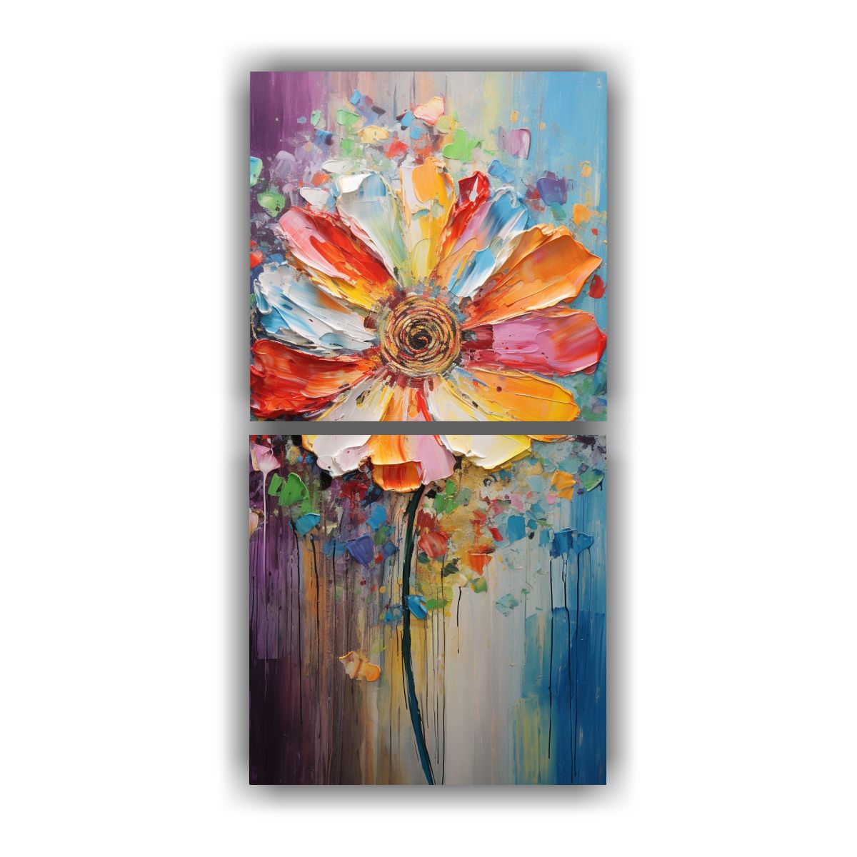 GENERICO - Flores Arcoíris En Bastidor De Alta Resolución 40x80 Cm