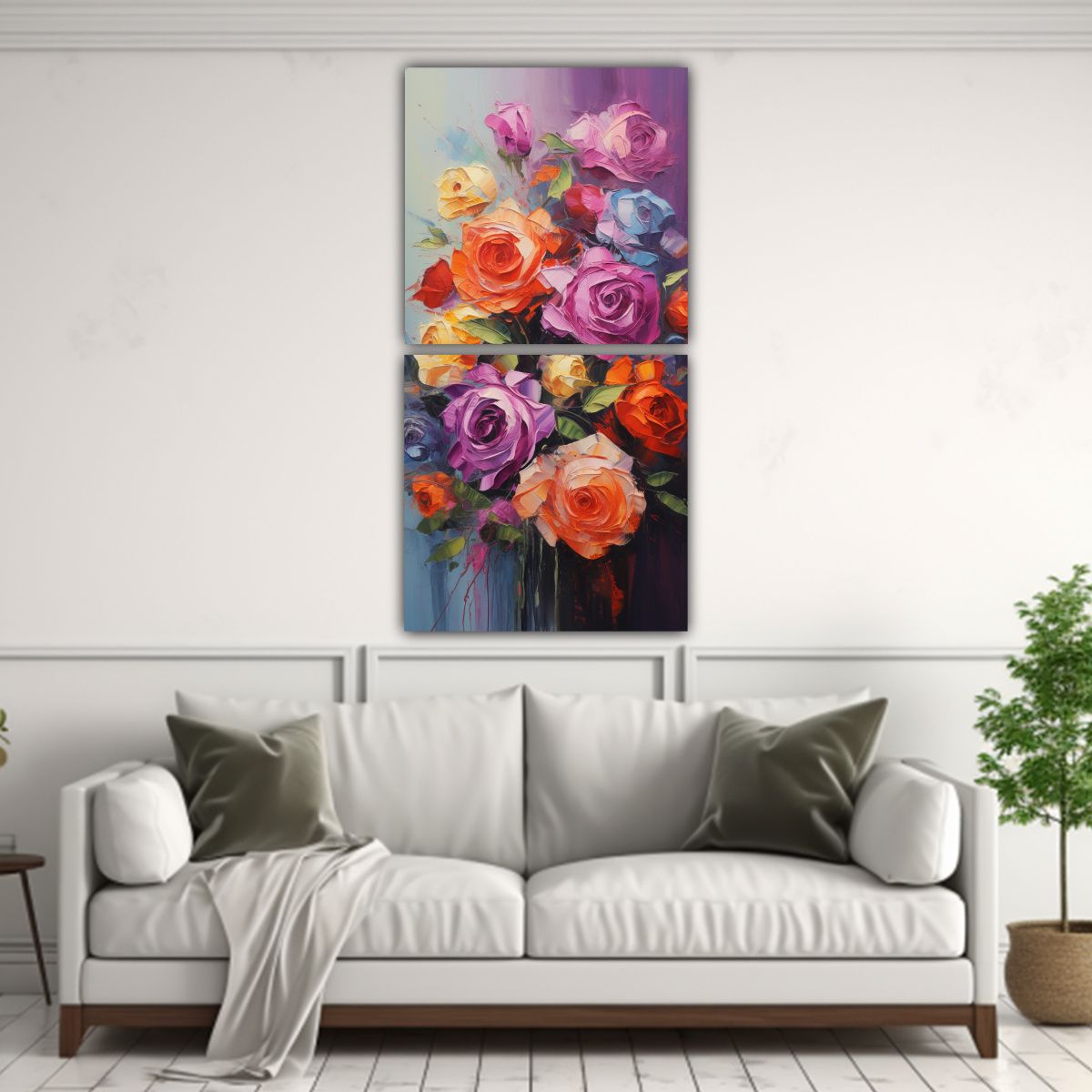 GENERICO - Cuadro De Lienzos De Tela Hermosos Con Rosas 50x100 Cm