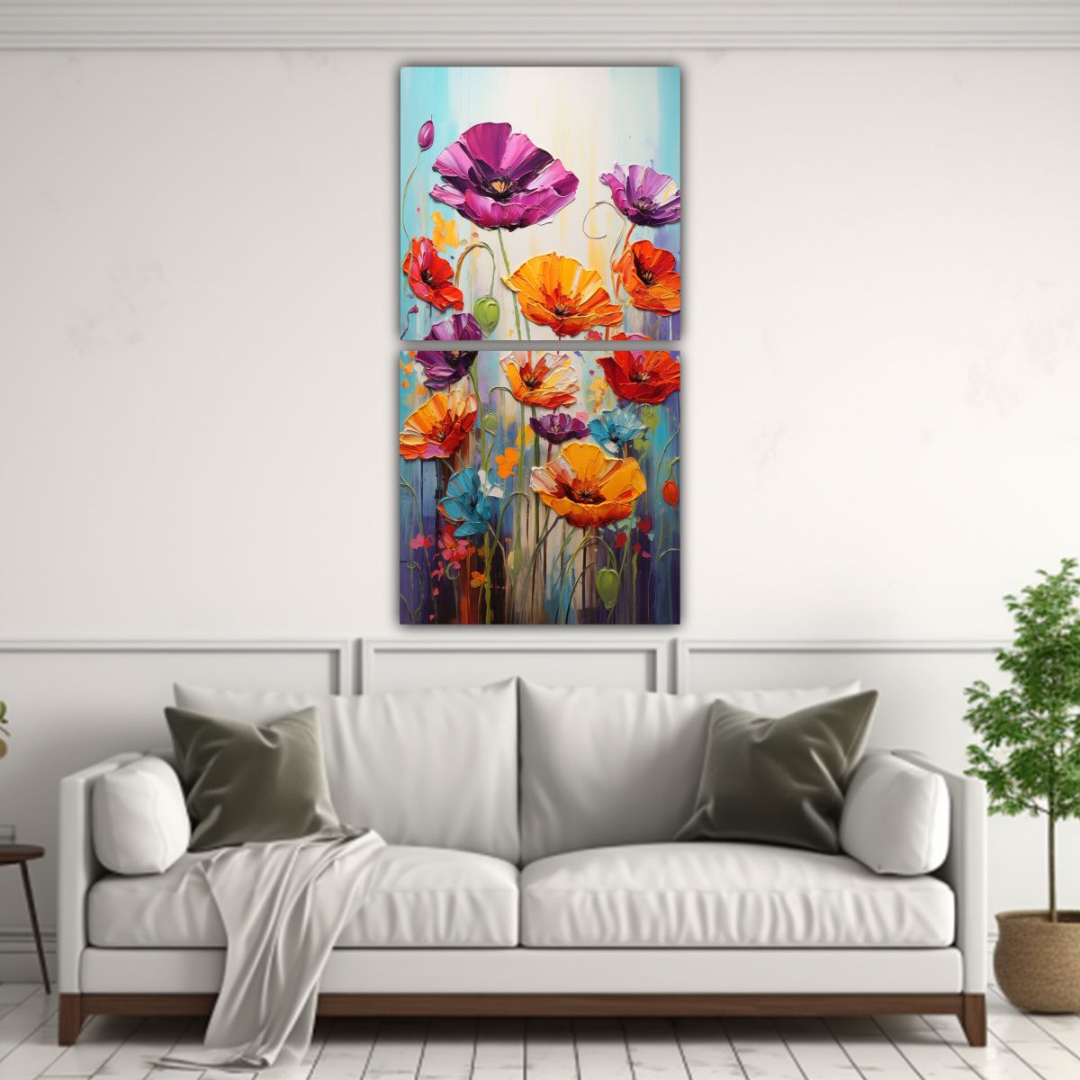 GENERICO - Pintura Clásica De Movimientos En Lienzo Flores 40x80 Cm