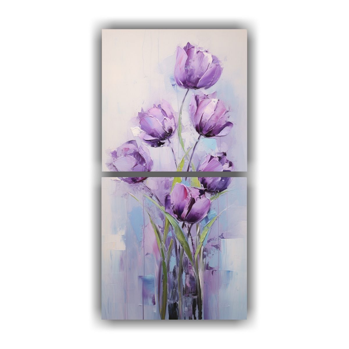 GENERICO - Pintura TULIPANES Morados En Lienzo Estilo 40x80 Cm