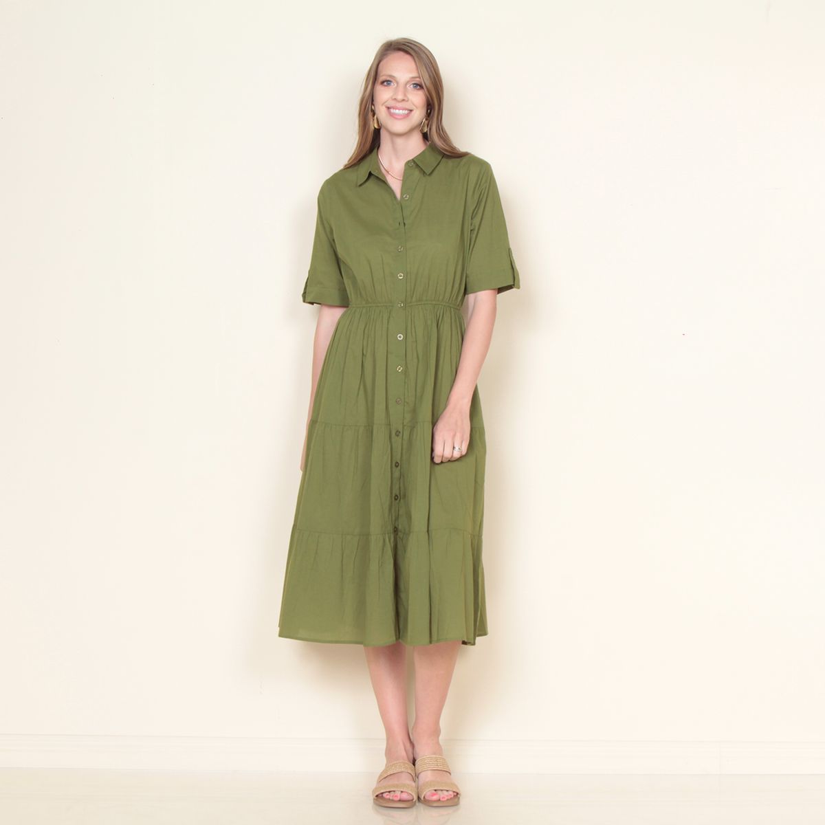 WADOS - VESTIDO SOLIDO ABOTONADO EN EL DELANTERO